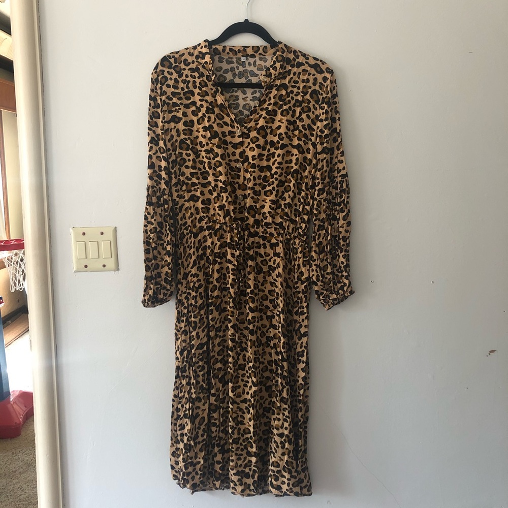 Cheetah Print Dress w/ Tie Waist